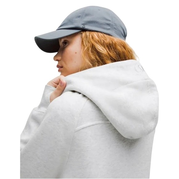 Lululemon Scuba Oversized Half Zip Hoodie Light Grey Cropped Thumbholes Sz XS/S - Picture 2 of 9